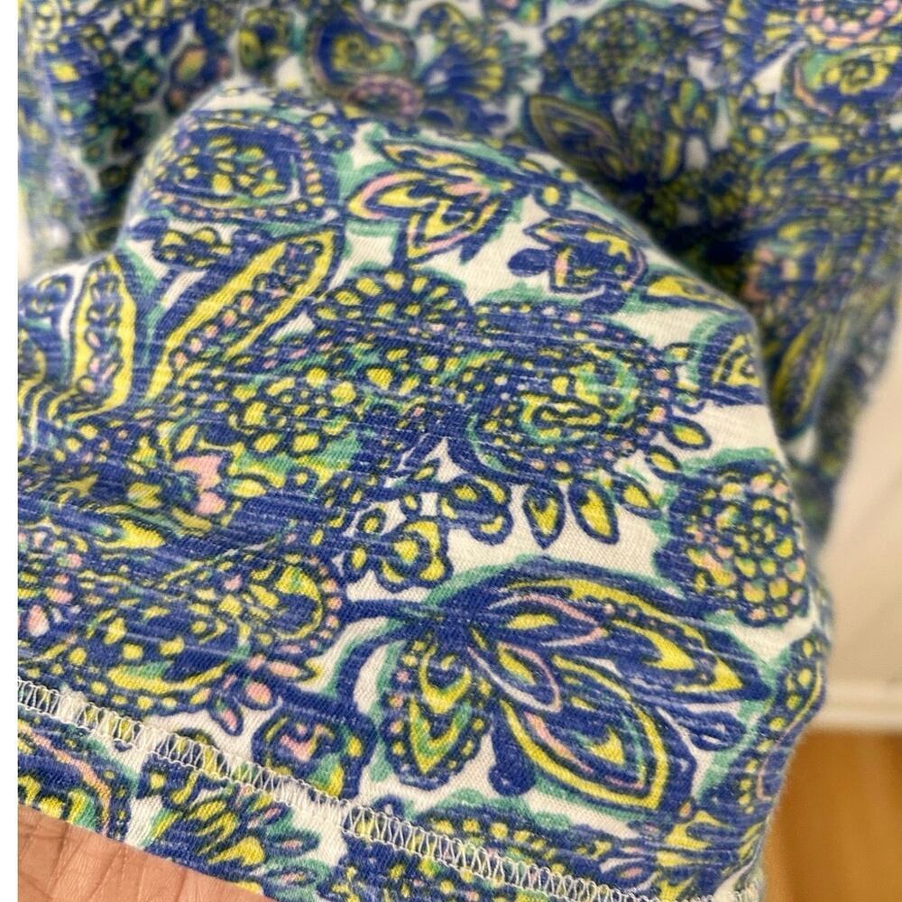 Talbots 2X Blue Green Paisley Floral Cotton Dolman Sleeve Top Boho Coastal - Picture 3 of 7